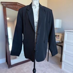 Edikted Black Satin Blazer – Size XS – Minimalist Women’s Oversized Jacket